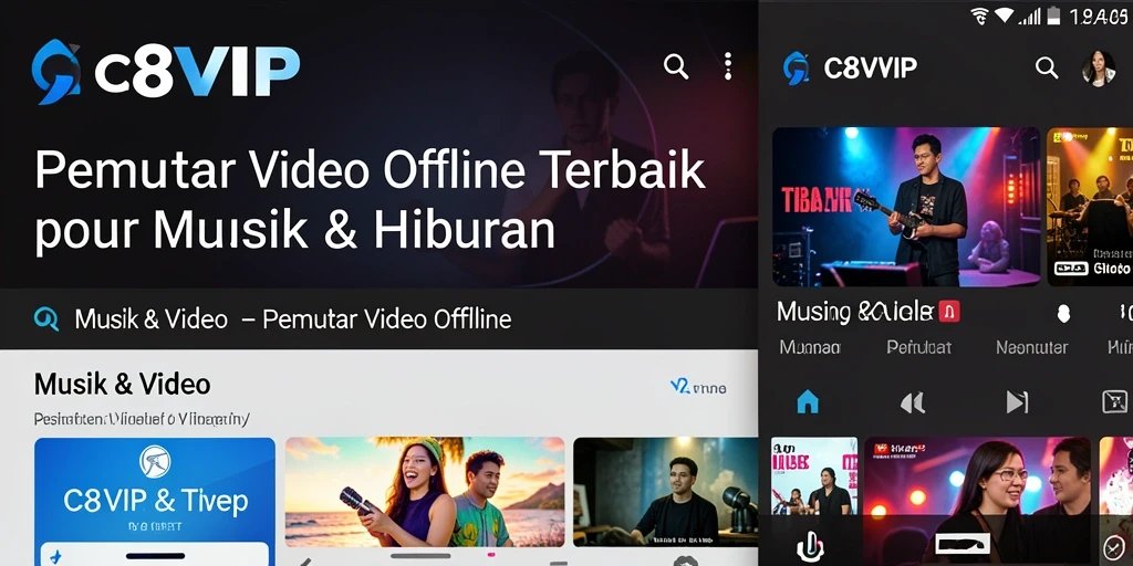 Antarmuka sederhana dan fungsional C8VIP untuk pemutar video offline.