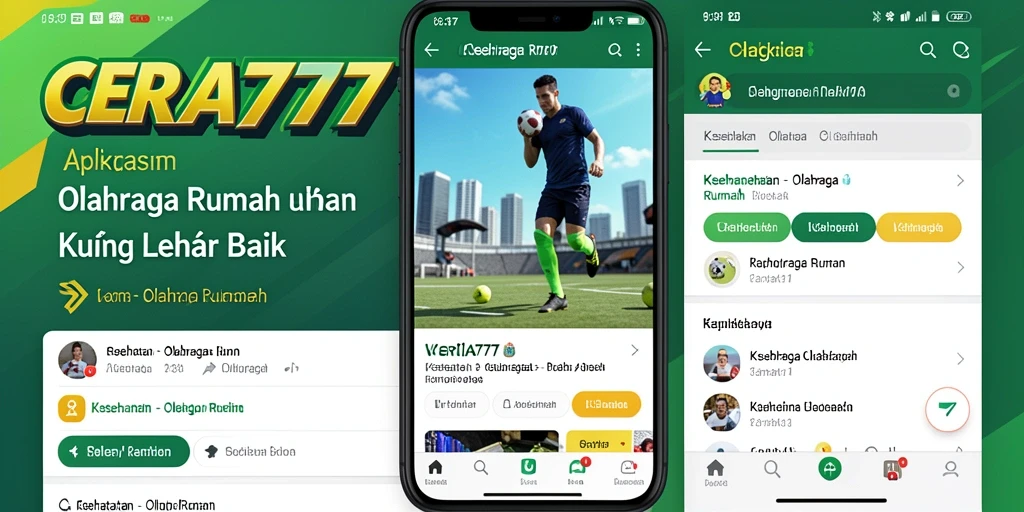 Antarmuka aplikasi CERIA777 dengan fitur olahraga rumah.