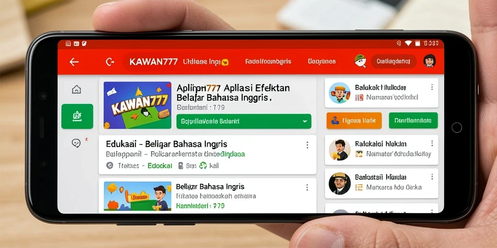 Antarmuka KAWAN777 yang ramah pengguna untuk belajar bahasa Inggris.