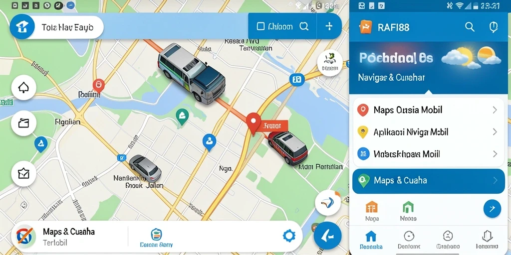 Tampilan antarmuka aplikasi RAFI88 untuk navigasi mobil.